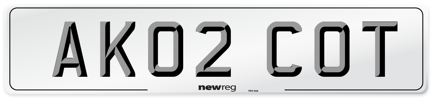 AK02 COT Number Plate from New Reg